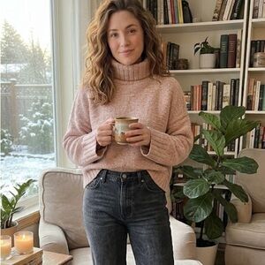 Philosophy Republic Clothing Pink Heathered Turtleneck Sweater Cozy Knit Medium